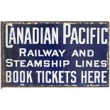 Advertising enamel double sided wall mounting type CANADIAN PACIFIC RAILWAY AND STEAMSHIP LINES BOOK