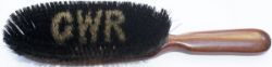 GWR wooden Clothes Brush with GWR picked out in beige colour within the black bristles. Faintly