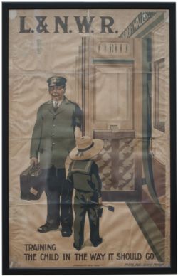 Poster LNWR TRAINING THE CHILD IN THE WAY IT SHOULD GO. Unknown artist dated 1913. Double Royal 40in