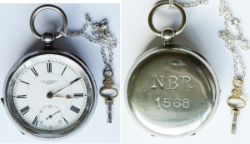 North British Railway pocket watch by J G Graves, Sheffield. The 18 jewel full plate key wound