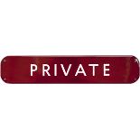 BR(M) FF enamel doorplate PRIVATE measuring 18in x 3.5in. In very good condition with a small chip