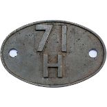 Shedplate 71H TEMPLECOMBE as acquired from Templecombe in September 1962. Face cleaned with traces