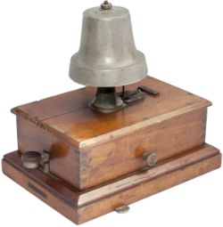 GWR/BR-W mahogany cased block bell with church bell and front tapper, complete with original