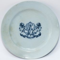Venice Simplon Orient Express china side plate, light blue with large Coat Of Arms COMPAGNIE INTER