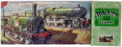 GWR wooden jigsaw by Chad Valley LOCOMOTIVES OLD AND NEW, 200 pieces with original green marble book