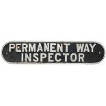 LNER cast iron doorplate PERMANENT WAY INSPECTOR. In original condition, a rare LNER doorplate.