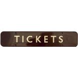 BR(W) FF enamel doorplate TICKETS measuring 18in x 3.5in. In good condition with 3 small repairs.