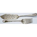 Great Eastern railway silver plated FISH SERVING KINFE & FORK, both marked with GER and the Bats
