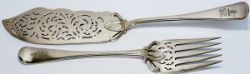 Great Eastern railway silver plated FISH SERVING KINFE & FORK, both marked with GER and the Bats