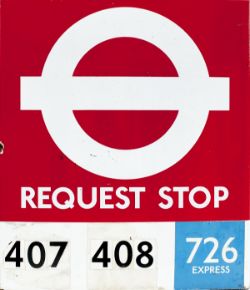 London transport enamel double sided BUS STOP REQUEST sign measuring 18in x 20in. In good