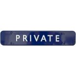 BR(E) FF enamel doorplate PRIVATE measuring 18in x 3.5in. In good condition with a couple of small