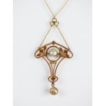 An Art Nouveau blister pearl pendant,