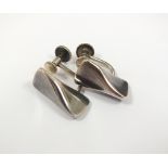 A pair of Georg Jensen silver earrings, stamped 'Georg Jensen 116', each with screw fastening,