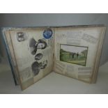 An Edwardian scrap book, comprising press and book cuttings, watercolours, sketches and photographs.