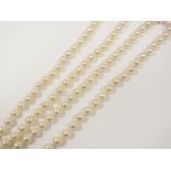 A uniform cultured pearl Opera necklace,