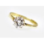 An 18ct gold single stone diamond ring,