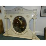 A 19th Century neoclassical cast iron wall or overmantel mirror, painted white with gilt detail.