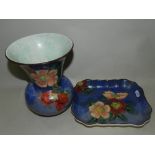 A Royal Doulton 'Wild Rose' series ware vase and square dish.