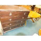 A 19th century mahogany chest of two short over three long drawers (at fault) along with a dining