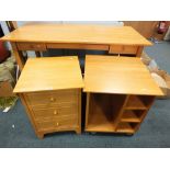 A Marks and Spencer's home desk, three drawer chest and book rack.