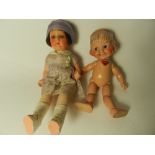 Two dolls, a Cameo doll by Joseph Kallus, with applied 'Margie' decal on jointed wooden body,