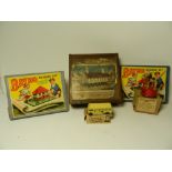 A mixed group of toys to include a good quantity of Bayko pieces including six bases and a large