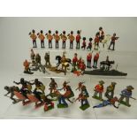 A collection of 44 lead figures by Britains, Timpo and others, to include models of Indians,