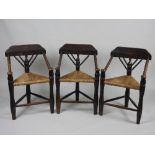 A set of three late 19th/early 20th century oak turner's type chairs,