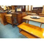 An Edwardian mahogany music cabinet,