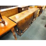 Two Edwardian oak gate-leg drop-leaf tables,