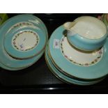 A Royal Staffordshire Clarice Cliff design part dinner service including plates, cream jug,