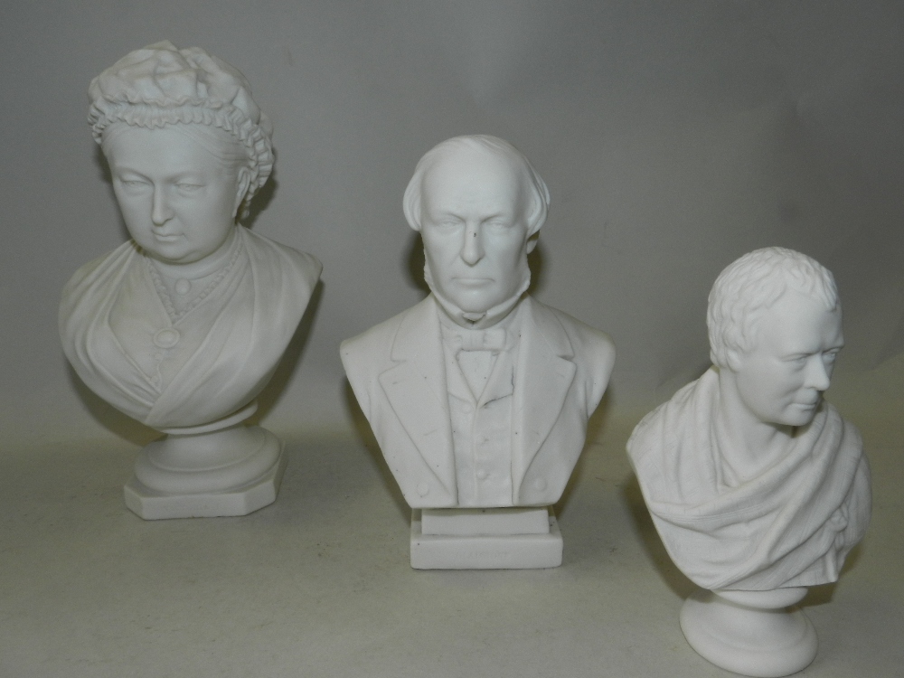 A group of three W H Goss Parian ware busts to include: William Gladstone,