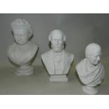 A group of three W H Goss Parian ware busts to include: William Gladstone,