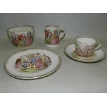 A Victorian child's nursery tea set, of Cinderella theme,