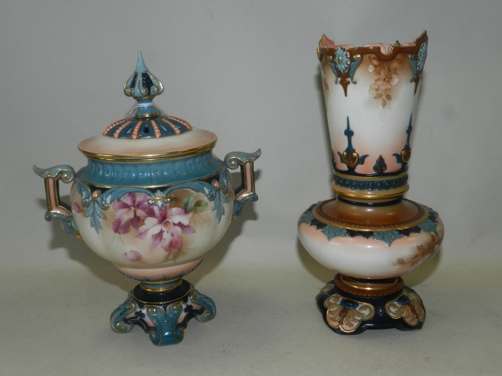 Two Hadley's Worcester 'Faience' vases, circa 1900, - Image 2 of 2