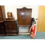 A mid 20th century mahogany effect cocktail cabinet, a mahogany corner cabinet,