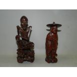 Two Chinese carved rootwood figures
