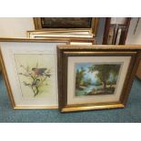A collection of pictures to include a watercolour by Anthony Waller titled 'Silver Mist',
