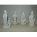 Four various Chinese Blanc de Chine figures of Guanyin