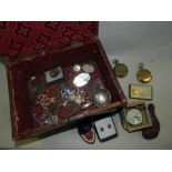A white metal presentation spoon together with silver plated pocket watches and various pieces of