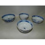 Four assorted Chinese blue and white bowls