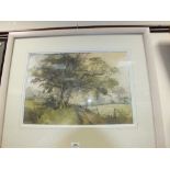 Graham Blaine, Woodland Track, watercolour, together with a limited edition,