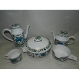 A Midwinter pottery tea, coffee and dinner service by Jessie Tait in the Spanish Garden pattern.