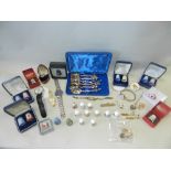 A collection of various thimbles to together with a 9ct gold ring,