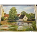 British School, 20th century, Village Stream,