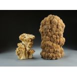 Two aragonite scholar's rocks,