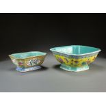 Two Chinese famille rose bowls, late Qing Dynasty,