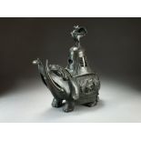 A Chinese bronze elephant lantern or censer, Qing Dynasty,