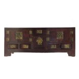 A Chinese rosewood low cabinet, 19th/20th Century, of rectangular outline,