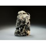 A grey and black jade carving of five dragons, 19th/20th Century,